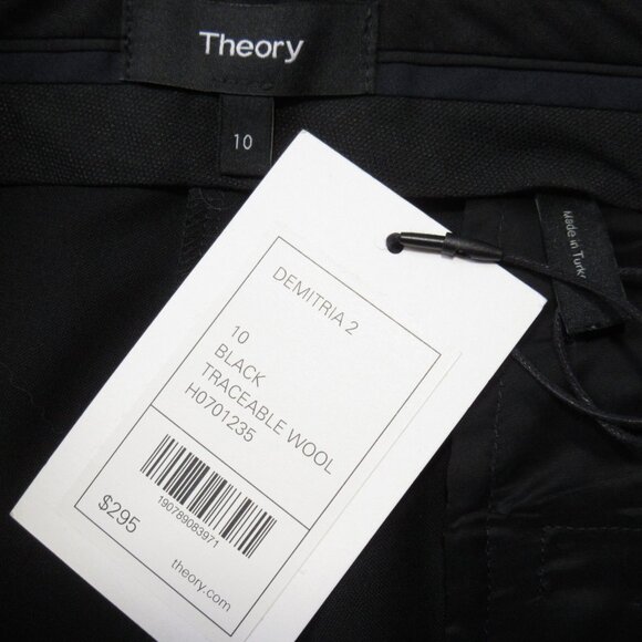 NWT THEORY Demitria in Black Traceable Wool Trouser Pants 10 x 34 ½ - Picture 3 of 5
